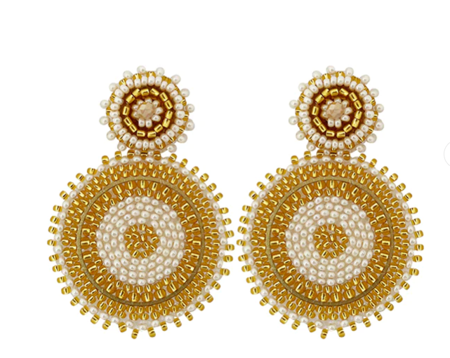 PAULIE POCKET  ROUND EARRINGS - BEIGE GOLD