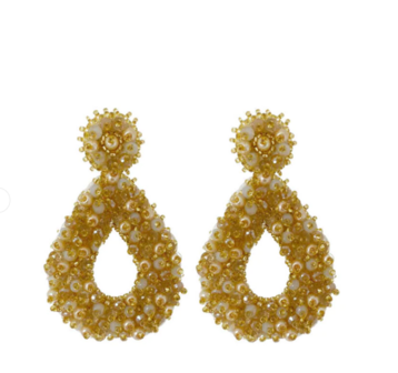 PAULIE POCKET DROPS BEADS EARRINGS - BEIGE