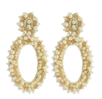 OVAL LIZZY EARRINGS - LIGHT BEIGE