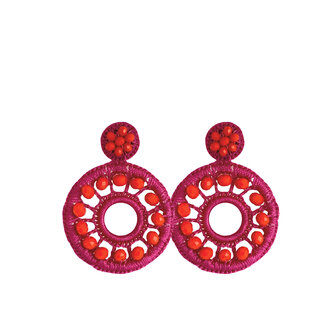 PAULIE POCKET MACY EARRINGS - FUCHSIA ORANGE