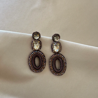IVY STONE EARRINGS - BROWN GOLD