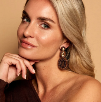 IVY STONE EARRINGS - BROWN GOLD