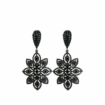 PAULIE POCKET FLOWER STRASS EARRINGS - BLACK