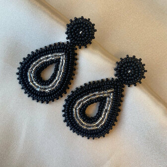 Black Silver Beads EARRINGS