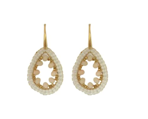 SINGLE DROPS EARRINGS - WHITE BEIGE