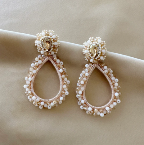 GRANDE LAUREN STONE EARRINGS - BEIGE