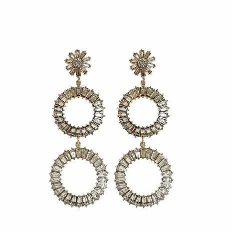 PAULIE POCKET STRASS DOUBLE HOOPS EARRINGS - SILVER GOLD