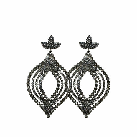 STUNNIG STRASS EARRINGS - DARK GREY