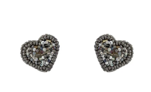 PAULIE POCKET HEARTS STUD EARRINGS - GREY