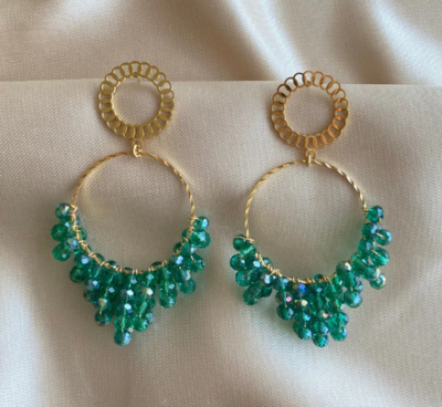 PAULIE POCKET IRIS EARRINGS - EMERALD